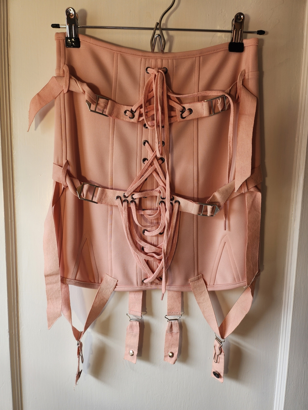 UNIF Rare XS Pink Garter Mini Skirt